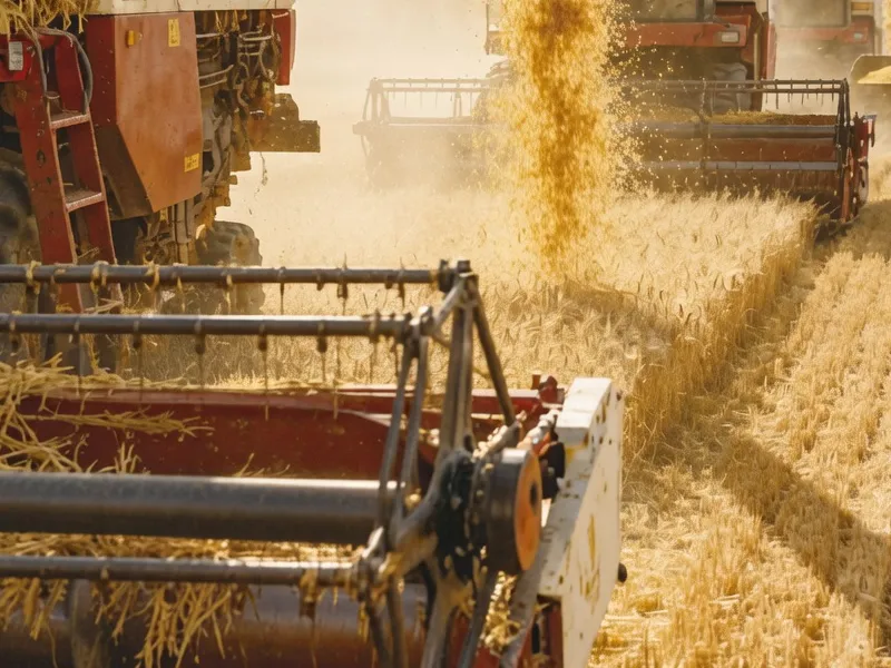 Sprockets and chain drives in agricultural combine harvester