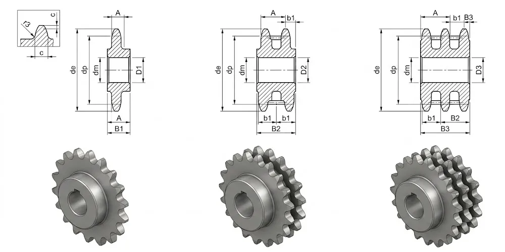 kettenrad-zahnrader-products-EP 12×516 European Sprocket — 08B-1-2-3 Series-draft
