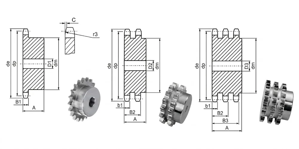 kettenrad-zahnrader-products-EP-3 8×7 32 European Sprockets-draft